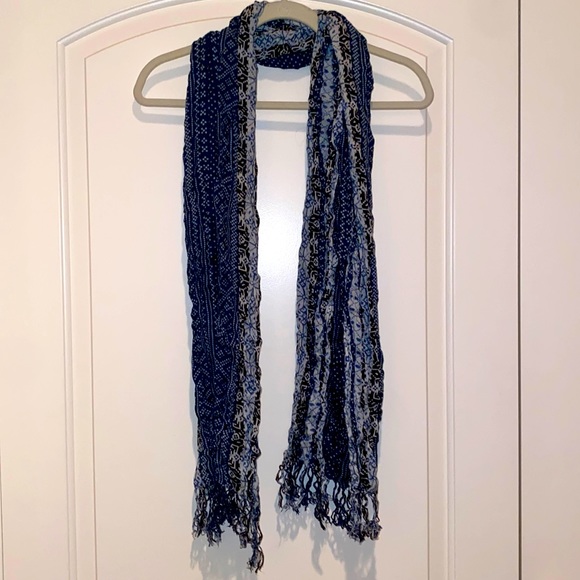 Blue Patterned Scarf - Picture 2 of 2